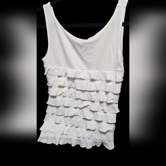 Promod White Layered Ruffle Tank Top - Picture 3 of 3